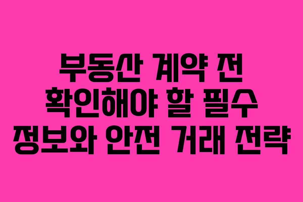 부동산 계약 전 확인해야 할 필수 정보와 안전 거래 전략