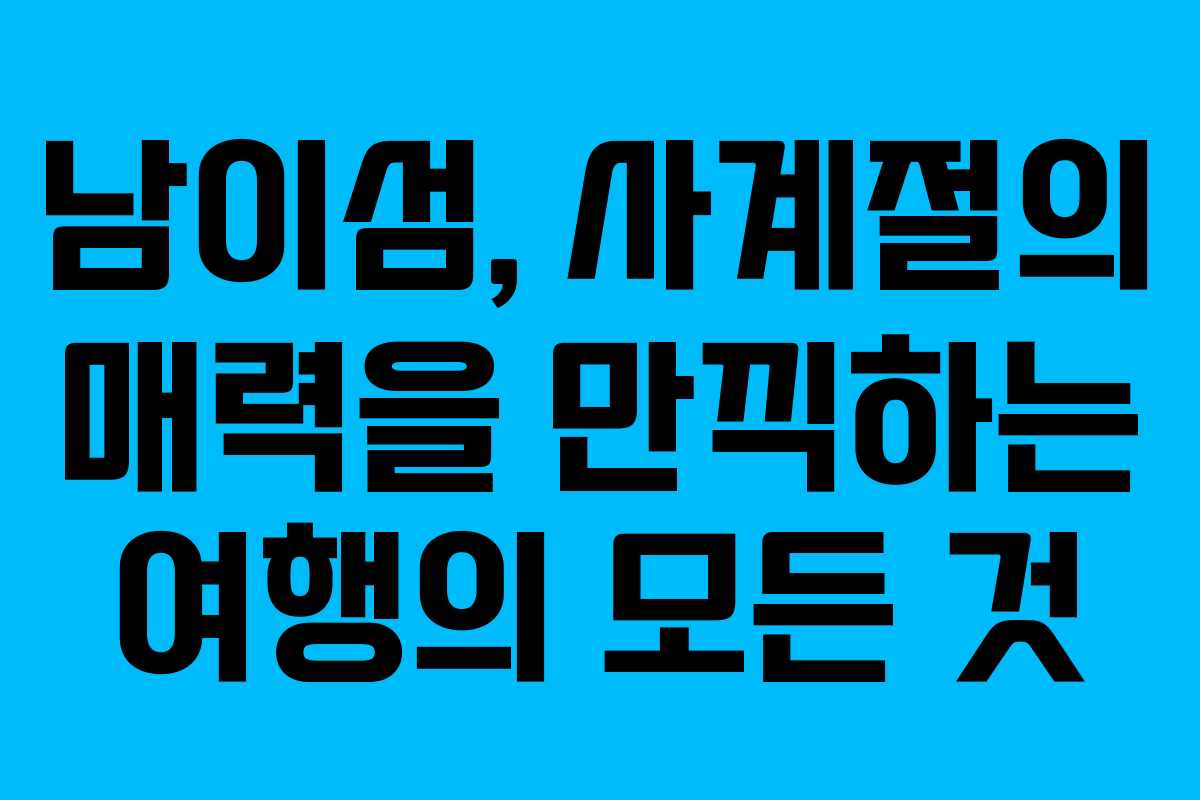 남이섬, 사계절의 매력을 만끽하는 여행의 모든 것