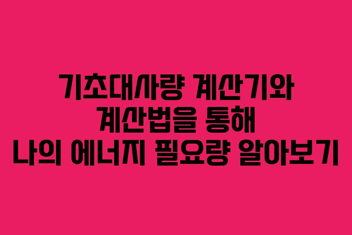 기초대사량 계산기와 계산법을 통해 나의 에너지 필요량 알아보기