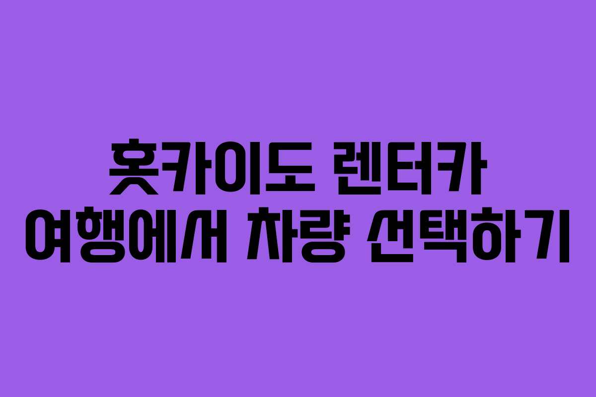 홋카이도 렌터카 여행에서 차량 선택하기