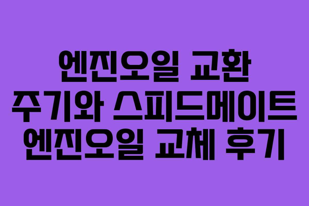 엔진오일 교환 주기와 스피드메이트 엔진오일 교체 후기