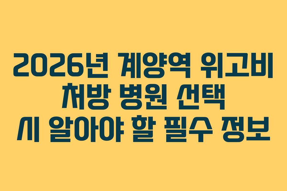 2026년 계양역 위고비 처방 병원 선택 시 알아야 할 필수 정보