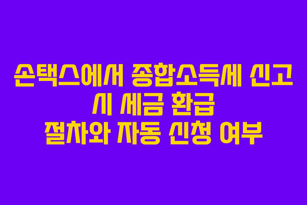 손택스에서 종합소득세 신고 시 세금 환급 절차와 자동 신청 여부