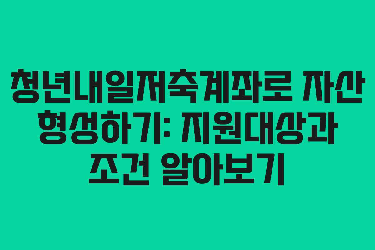 청년내일저축계좌로 자산 형성하기: 지원대상과 조건 알아보기