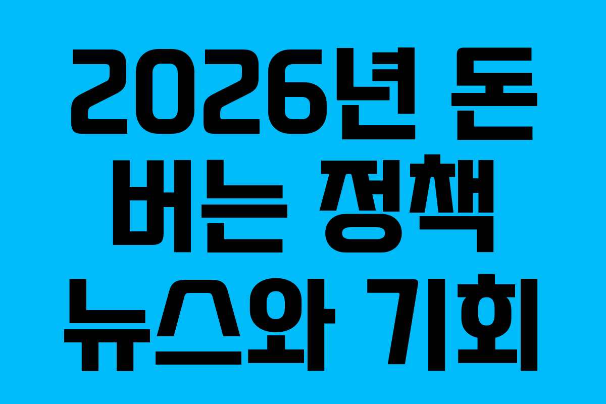 2026년 돈 버는 정책 뉴스와 기회