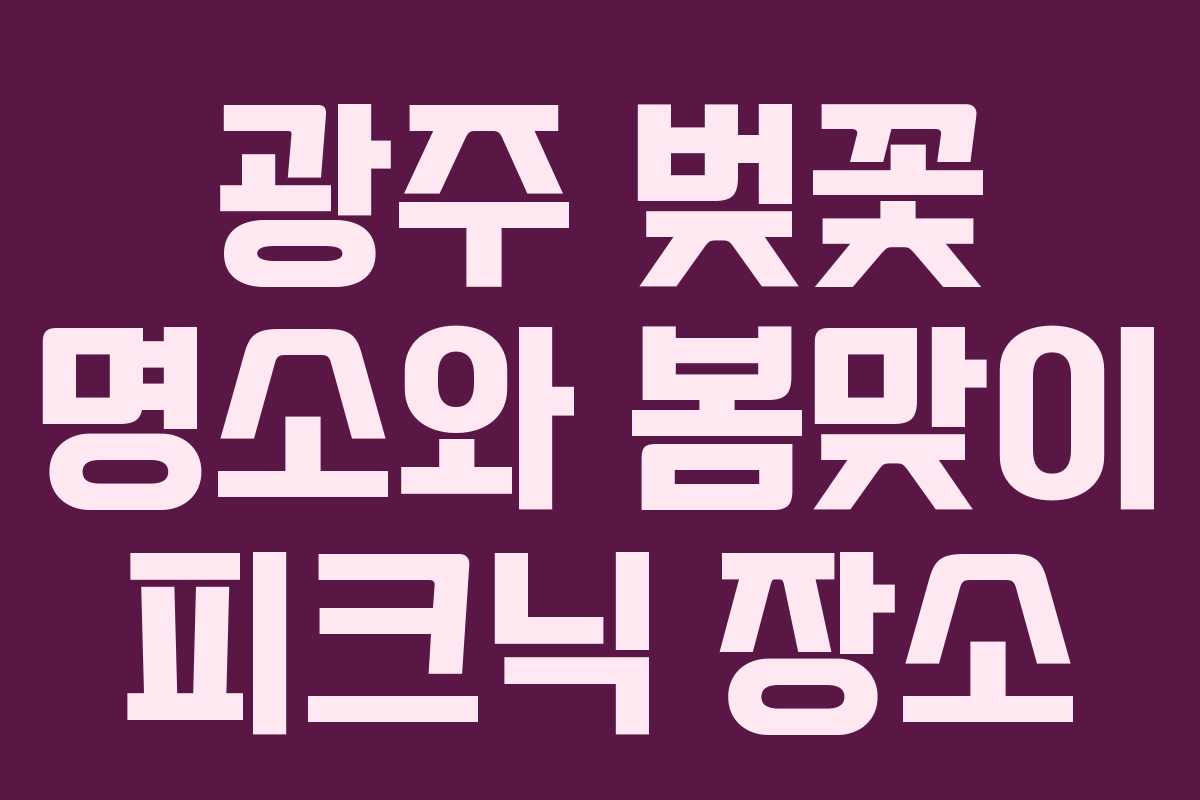 광주 벚꽃 명소와 봄맞이 피크닉 장소