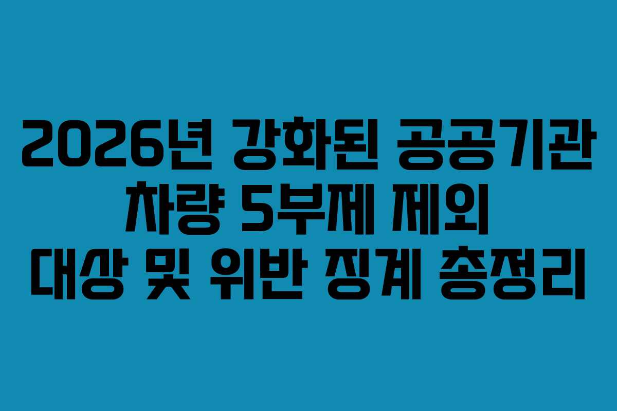 2026년 강화된 공공기관 차량 5부제 제외 대상 및 위반 징계 총정리