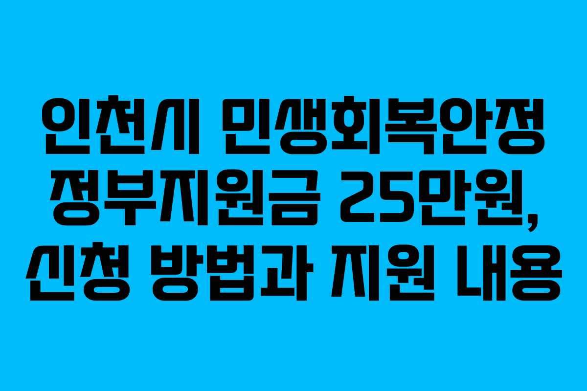 인천시 민생회복안정 정부지원금 25만원, 신청 방법과 지원 내용