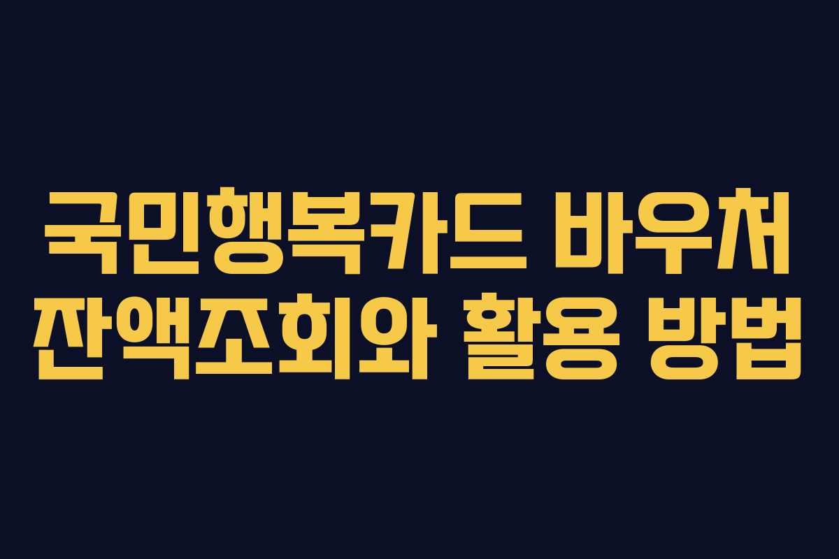 국민행복카드 바우처 잔액조회와 활용 방법