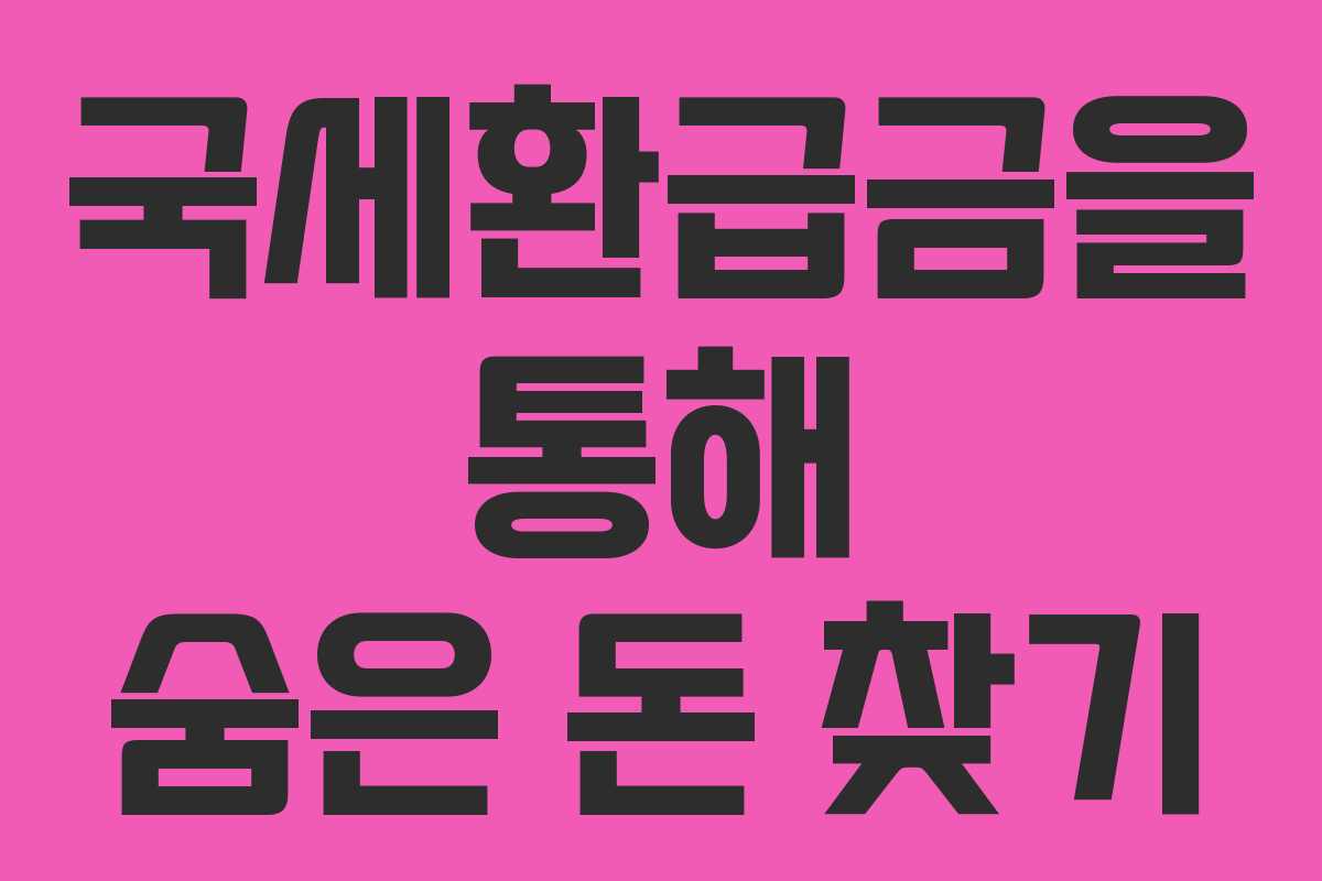 국세환급금을 통해 숨은 돈 찾기