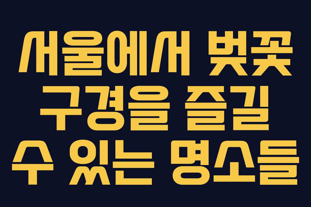 서울에서 벚꽃 구경을 즐길 수 있는 명소들