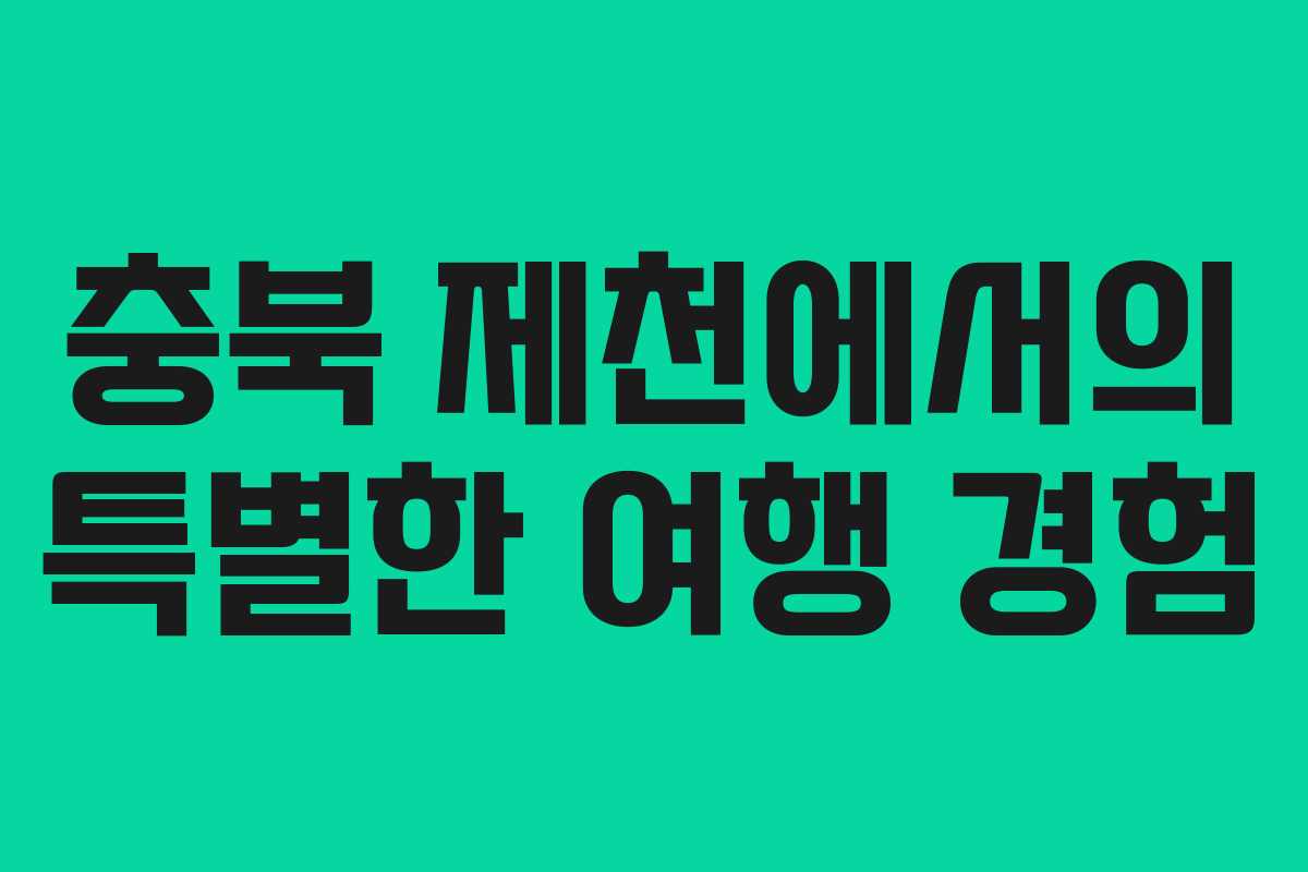 충북 제천에서의 특별한 여행 경험