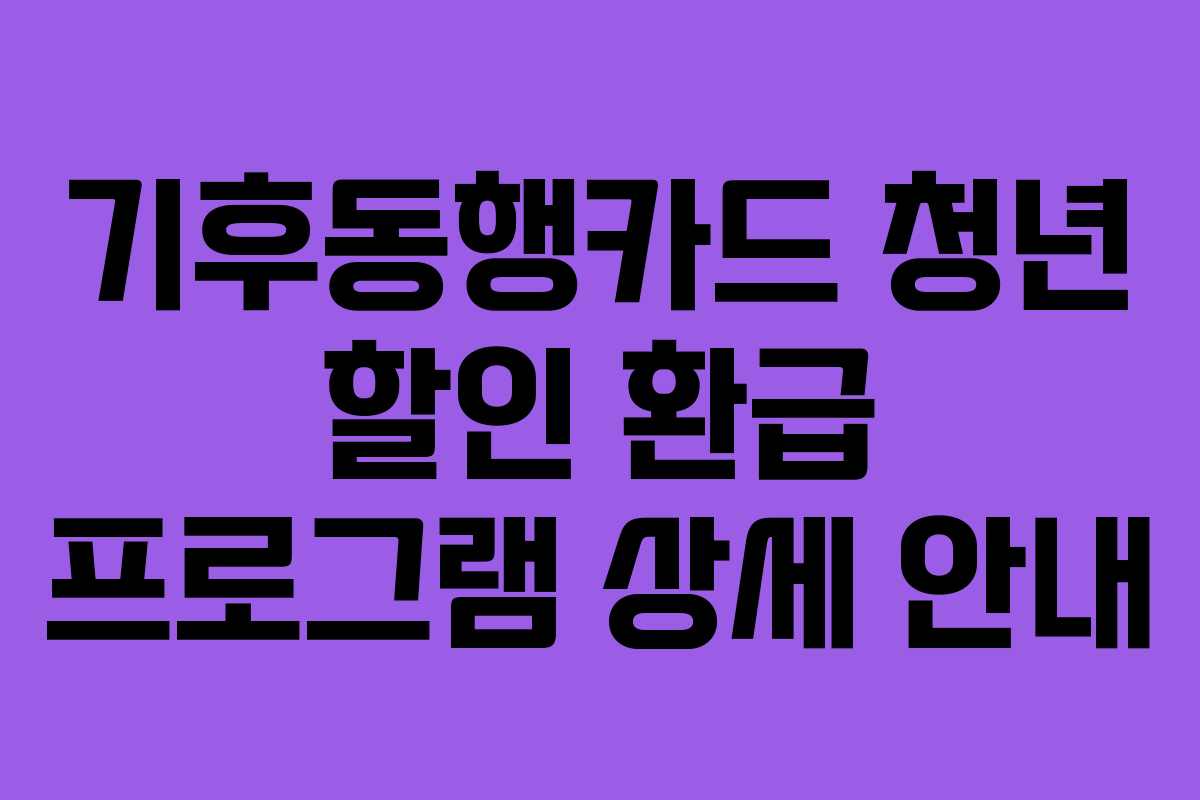 기후동행카드 청년 할인 환급 프로그램 상세 안내