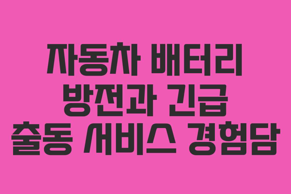자동차 배터리 방전과 긴급 출동 서비스 경험담