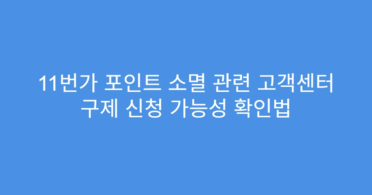 11번가 포인트 소멸 관련 고객센터 구제 신청 가능성 확인법