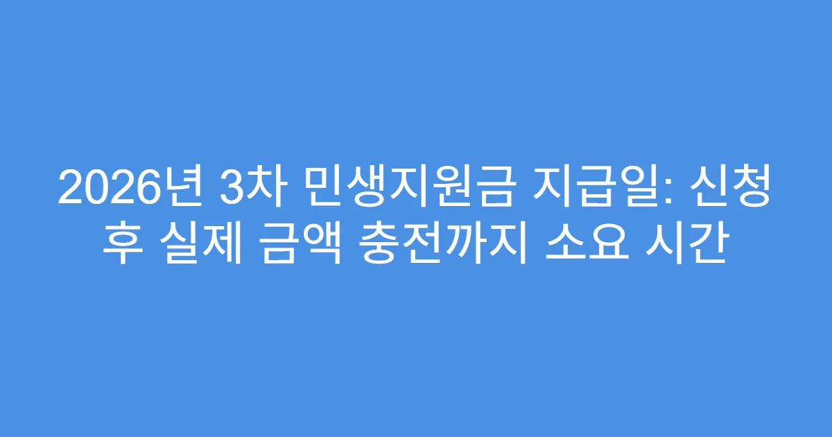 2026년 3차 민생지원금 지급일: 신청 후 실제 금액 충전까지 소요 시간