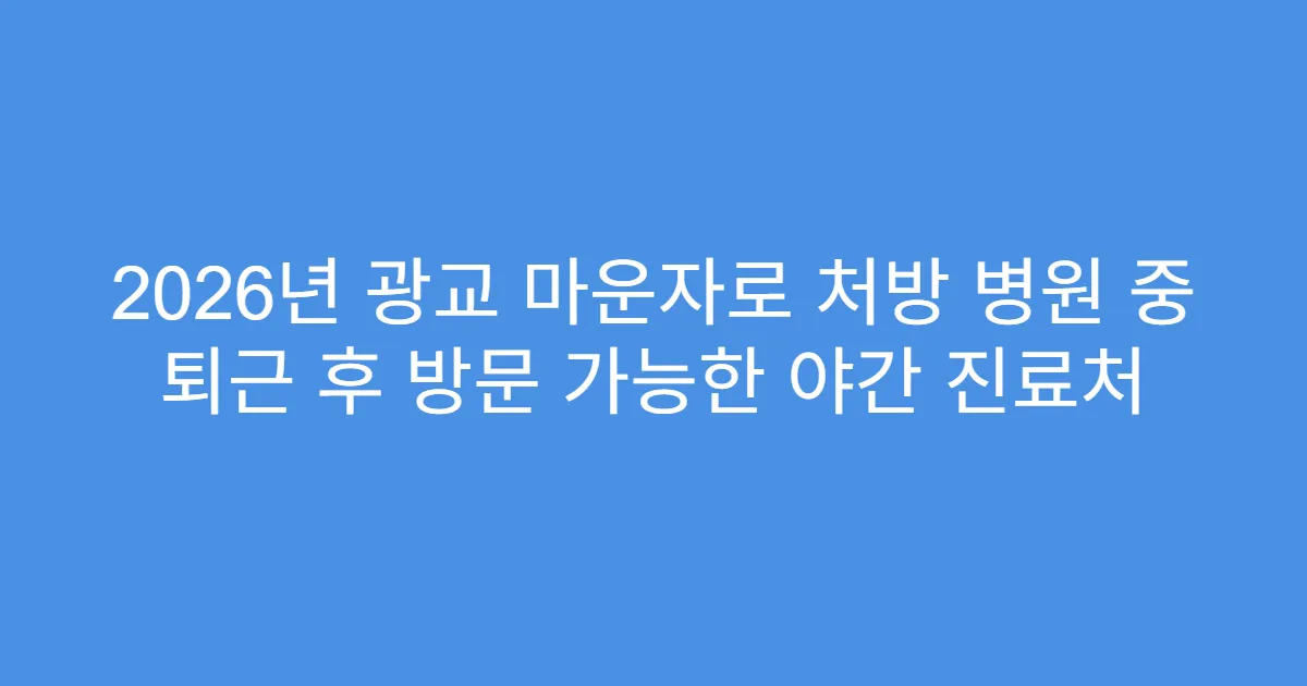 2026년 광교 마운자로 처방 병원 중 퇴근 후 방문 가능한 야간 진료처