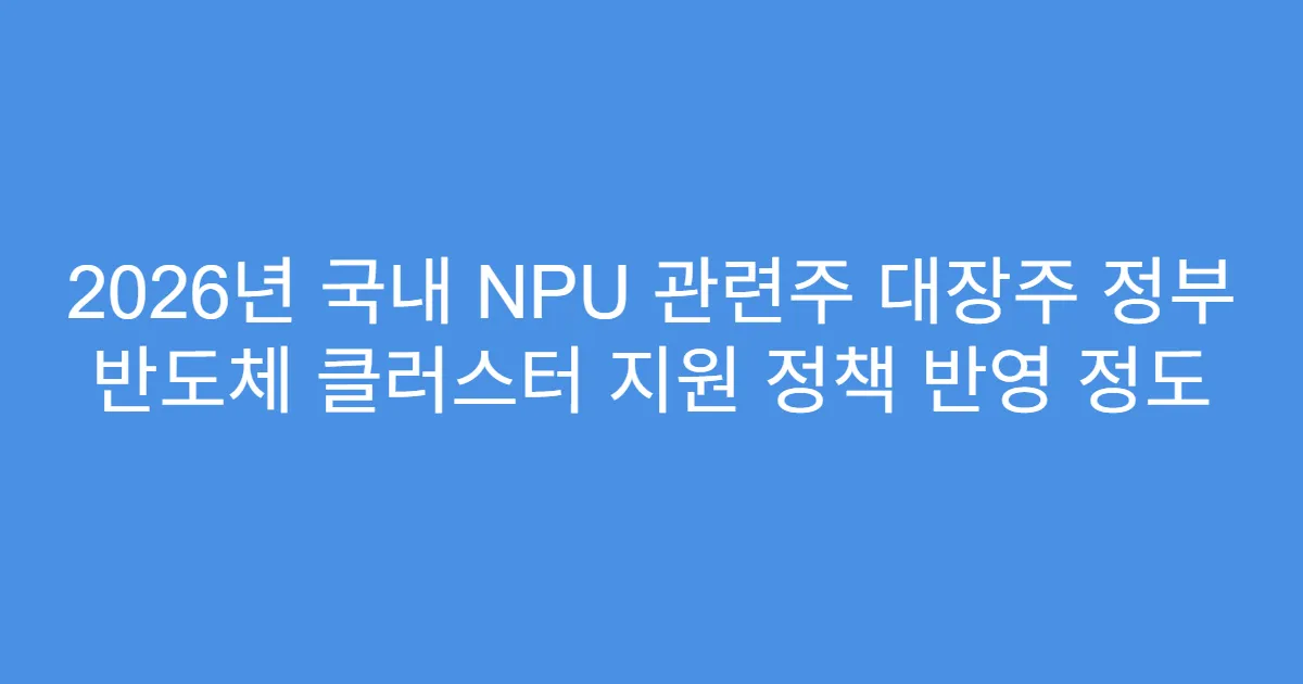 2026년 국내 NPU 관련주 대장주 정부 반도체 클러스터 지원 정책 반영 정도