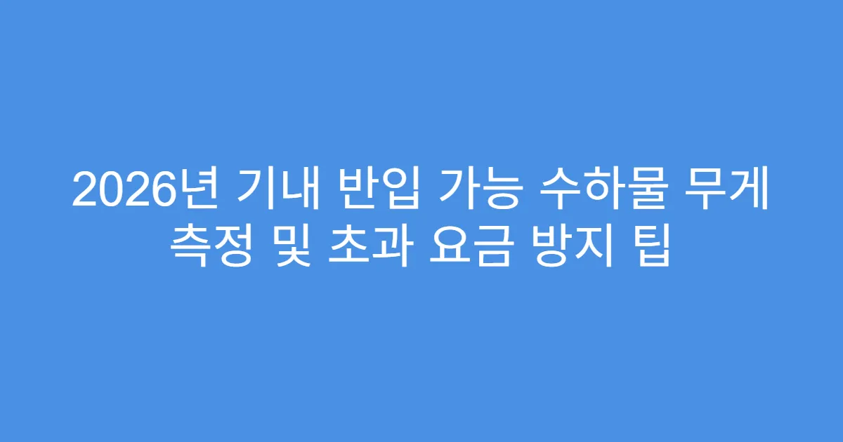 2026년 기내 반입 가능 수하물 무게 측정 및 초과 요금 방지 팁