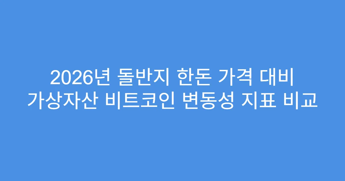 2026년 돌반지 한돈 가격 대비 가상자산 비트코인 변동성 지표 비교