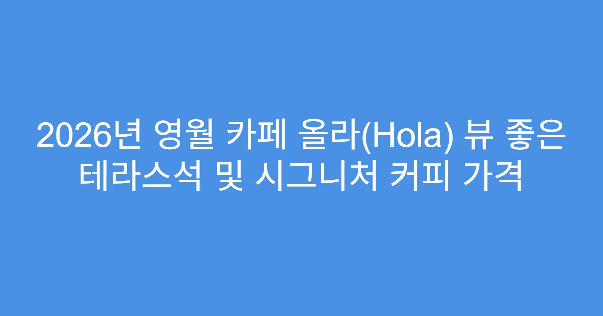 2026년 영월 카페 올라(Hola) 뷰 좋은 테라스석 및 시그니처 커피 가격