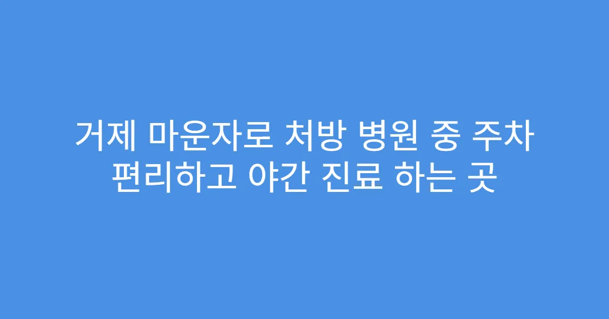 거제 마운자로 처방 병원 중 주차 편리하고 야간 진료 하는 곳