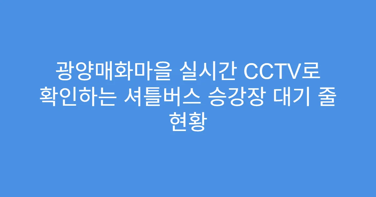광양매화마을 실시간 CCTV로 확인하는 셔틀버스 승강장 대기 줄 현황