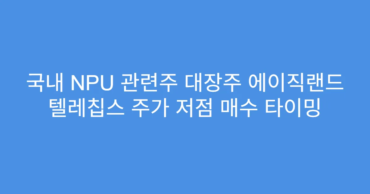 국내 NPU 관련주 대장주 에이직랜드 텔레칩스 주가 저점 매수 타이밍