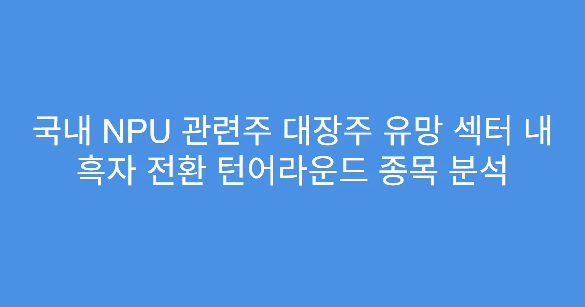 국내 NPU 관련주 대장주 유망 섹터 내 흑자 전환 턴어라운드 종목 분석