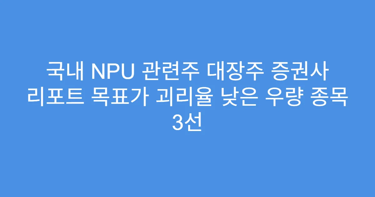 국내 NPU 관련주 대장주 증권사 리포트 목표가 괴리율 낮은 우량 종목 3선