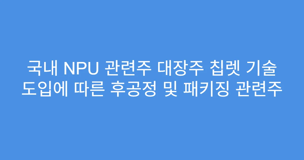 국내 NPU 관련주 대장주 칩렛 기술 도입에 따른 후공정 및 패키징 관련주