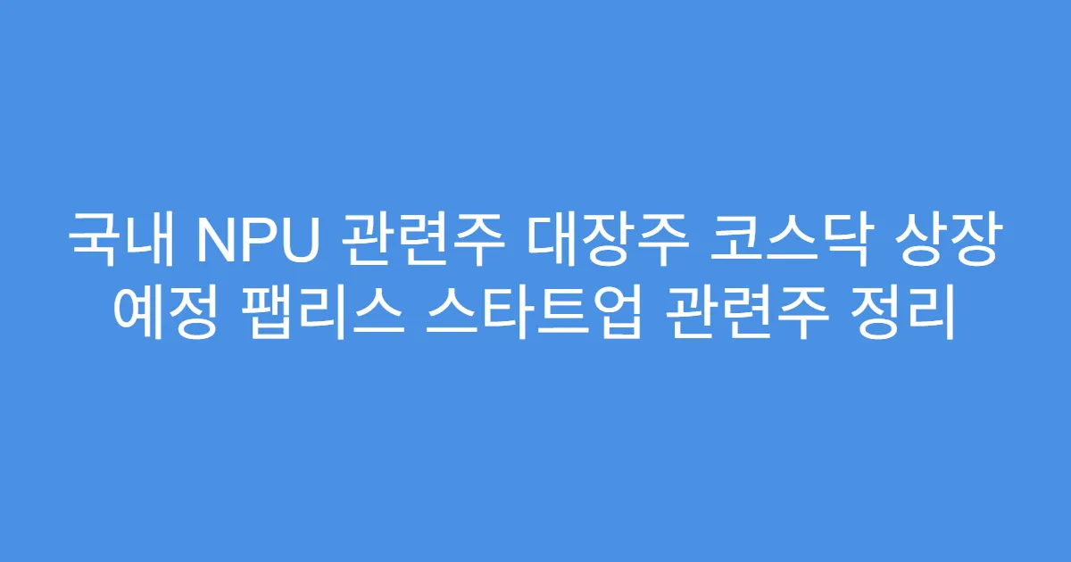 국내 NPU 관련주 대장주 코스닥 상장 예정 팹리스 스타트업 관련주 정리
