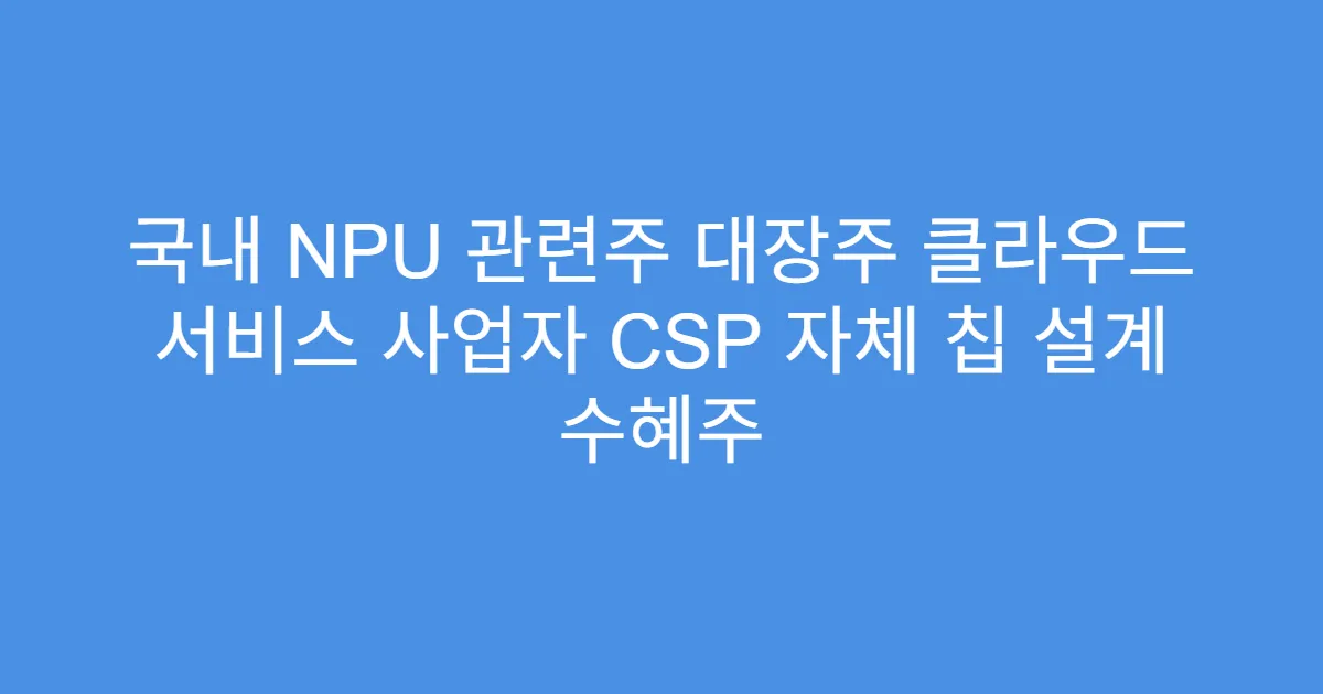 국내 NPU 관련주 대장주 클라우드 서비스 사업자 CSP 자체 칩 설계 수혜주