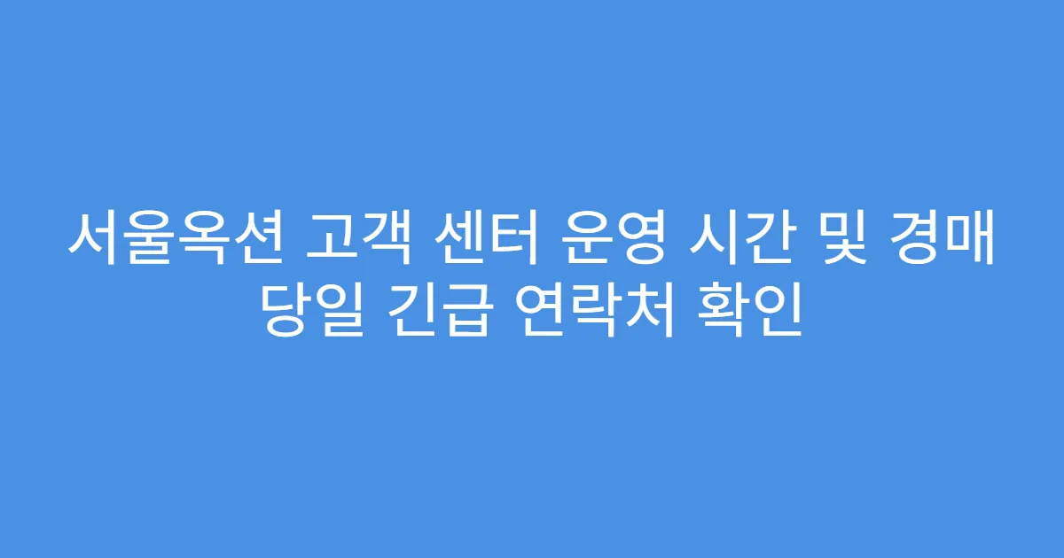 서울옥션 고객 센터 운영 시간 및 경매 당일 긴급 연락처 확인