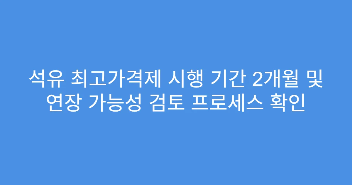 석유 최고가격제 시행 기간 2개월 및 연장 가능성 검토 프로세스 확인