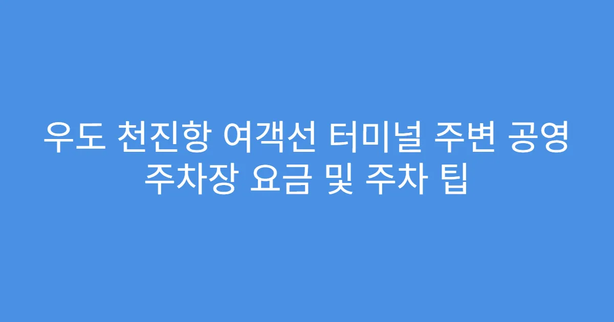 우도 천진항 여객선 터미널 주변 공영 주차장 요금 및 주차 팁
