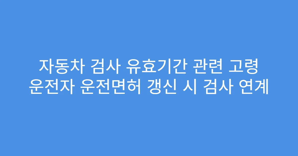 자동차 검사 유효기간 관련 고령 운전자 운전면허 갱신 시 검사 연계