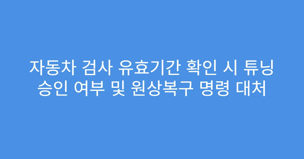 자동차 검사 유효기간 확인 시 튜닝 승인 여부 및 원상복구 명령 대처