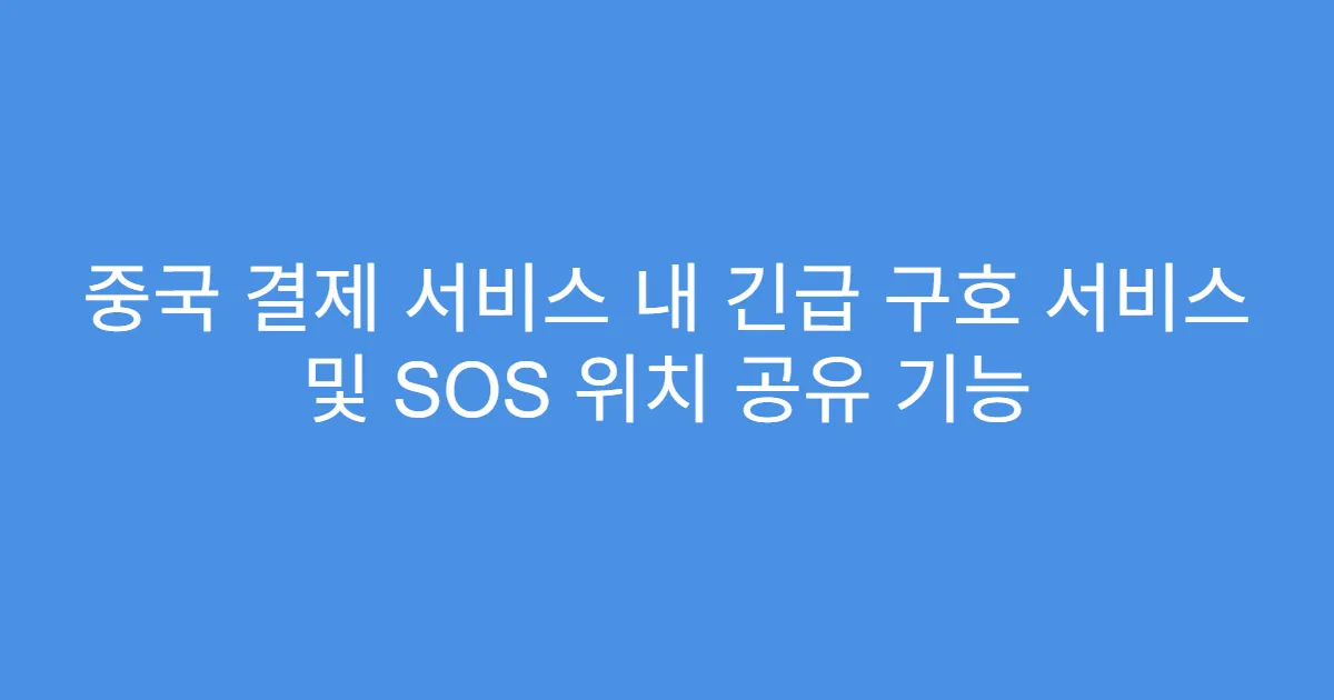 중국 결제 서비스 내 긴급 구호 서비스 및 SOS 위치 공유 기능