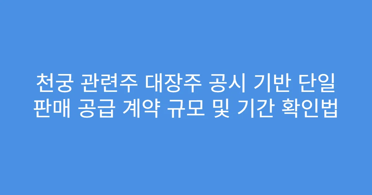 천궁 관련주 대장주 공시 기반 단일 판매 공급 계약 규모 및 기간 확인법