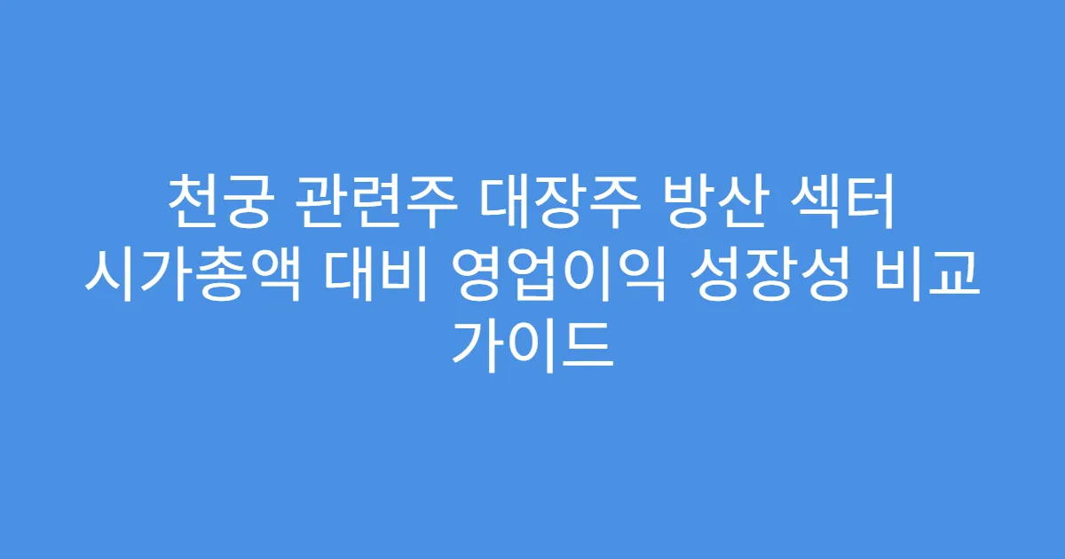 천궁 관련주 대장주 방산 섹터 시가총액 대비 영업이익 성장성 비교 가이드