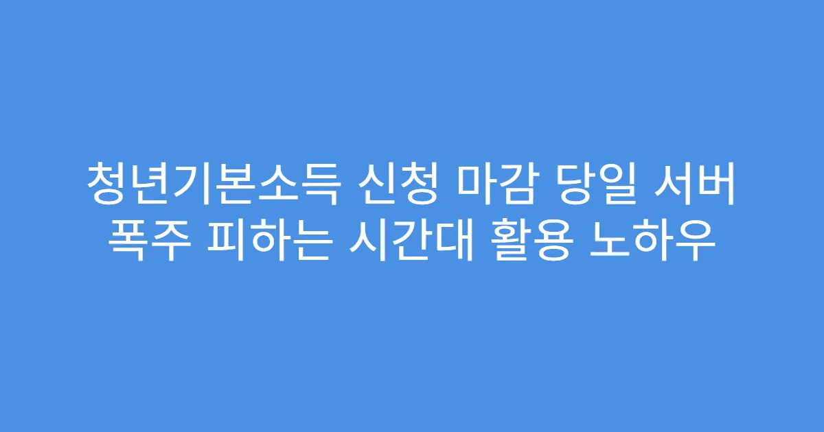 청년기본소득 신청 마감 당일 서버 폭주 피하는 시간대 활용 노하우