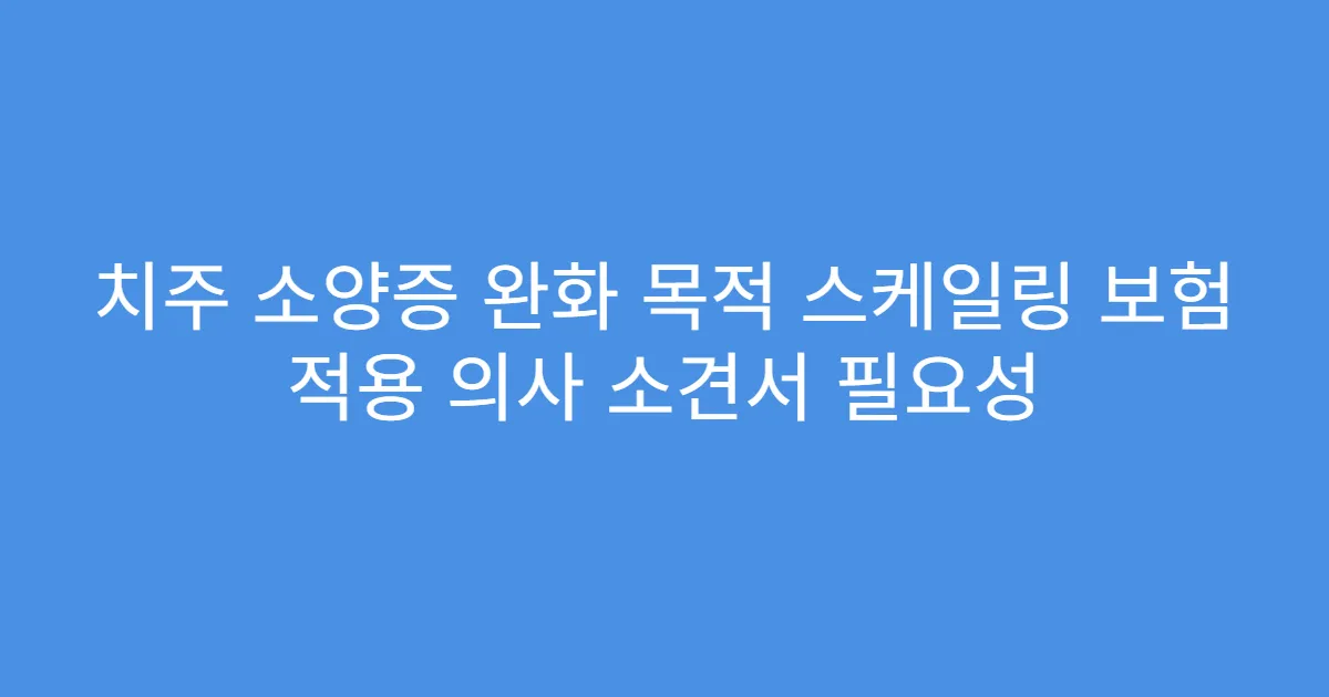 치주 소양증 완화 목적 스케일링 보험 적용 의사 소견서 필요성
