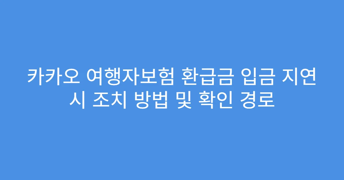 카카오 여행자보험 환급금 입금 지연 시 조치 방법 및 확인 경로