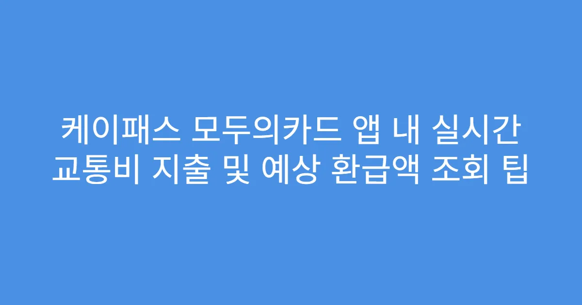케이패스 모두의카드 앱 내 실시간 교통비 지출 및 예상 환급액 조회 팁