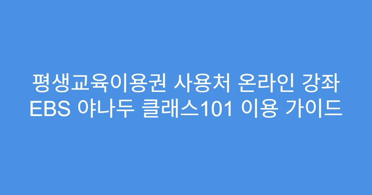 평생교육이용권 사용처 온라인 강좌 EBS 야나두 클래스101 이용 가이드