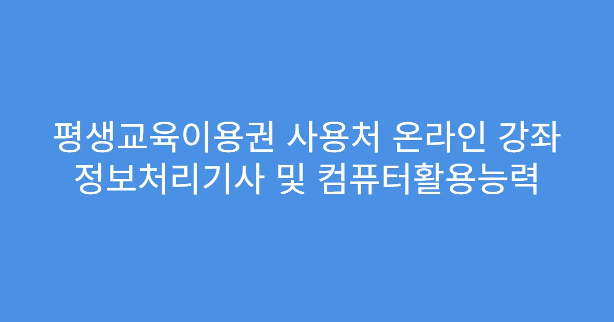 평생교육이용권 사용처 온라인 강좌 정보처리기사 및 컴퓨터활용능력