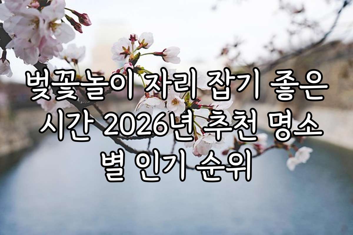 벚꽃놀이 자리 잡기 좋은 시간 2026년 추천 명소별 인기 순위
