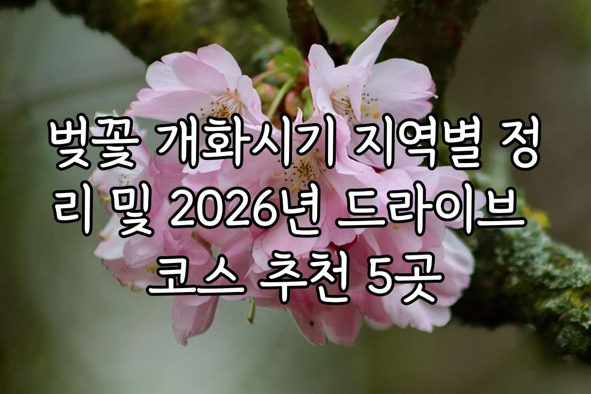 벚꽃 개화시기 지역별 정리 및 2026년 드라이브 코스 추천 5곳