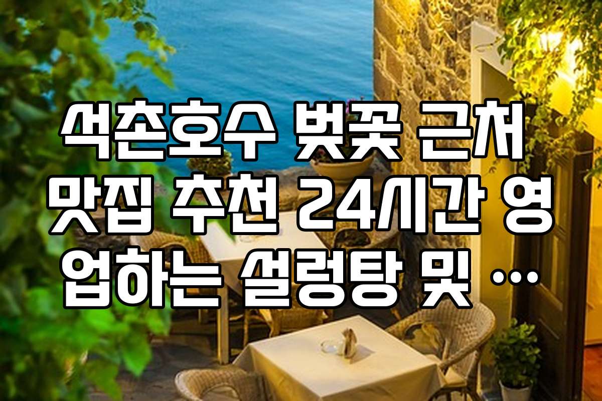 석촌호수 벚꽃 근처 맛집 추천 24시간 영업하는 설렁탕 및 국밥집
